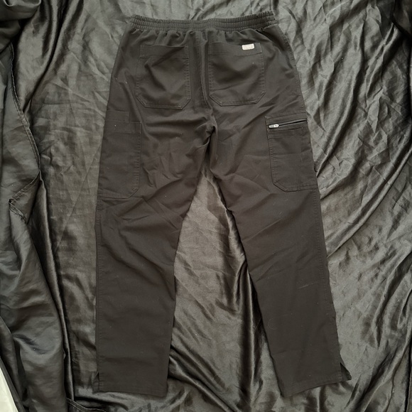 Black “Dowa” Drawstring Scrub Pants Straight Leg Figs Technical Collection - Picture 3 of 5